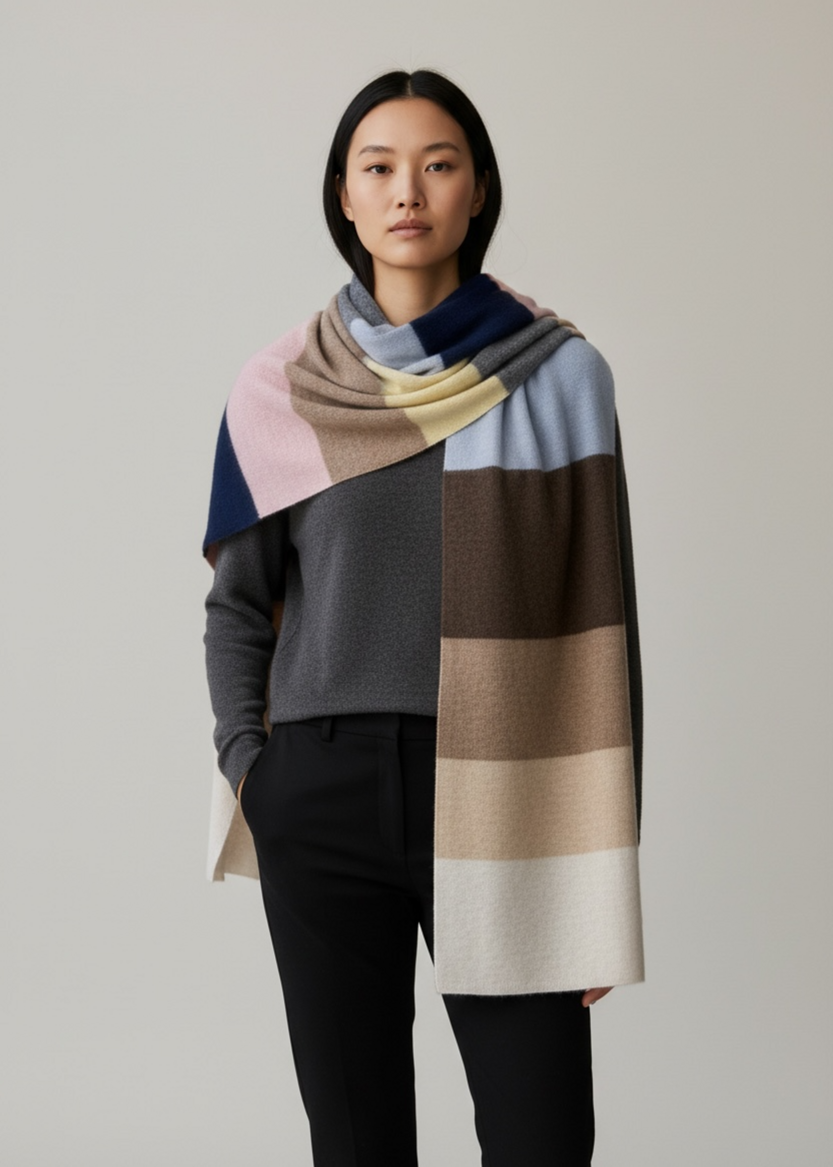 Foulard mélange de matières