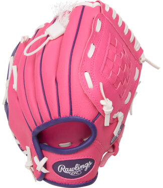 Rawlings "PLAYERS" SERIES BASEBALL GLOVE W/BALL YOUTH PINK/PURPLE 9" RHT