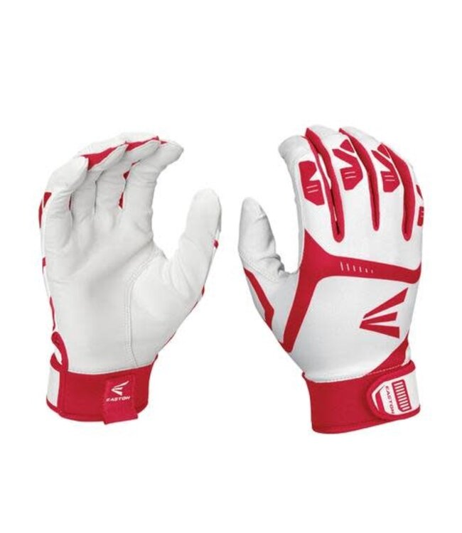 Easton EASTON GAMETIME - ADULT BASEBALL BATTING GLOVES WHITE/RED M