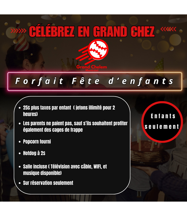 FORFAIT fête d' enfants