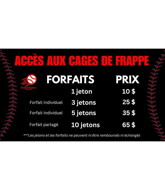 3 JETONS - 75 LANCERS Forfait individuel
