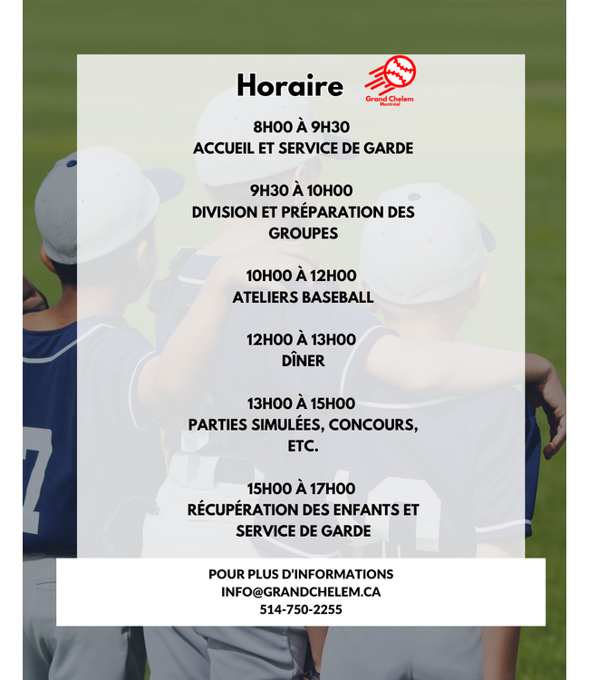 CAMP DE JOUR BASEBALL  ÉTÉ 2025