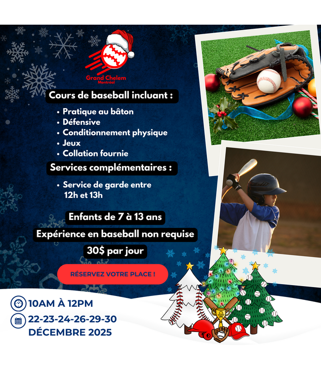 CAMP DE JOUR BASEBALL DU TEMPS DES FETES 2025