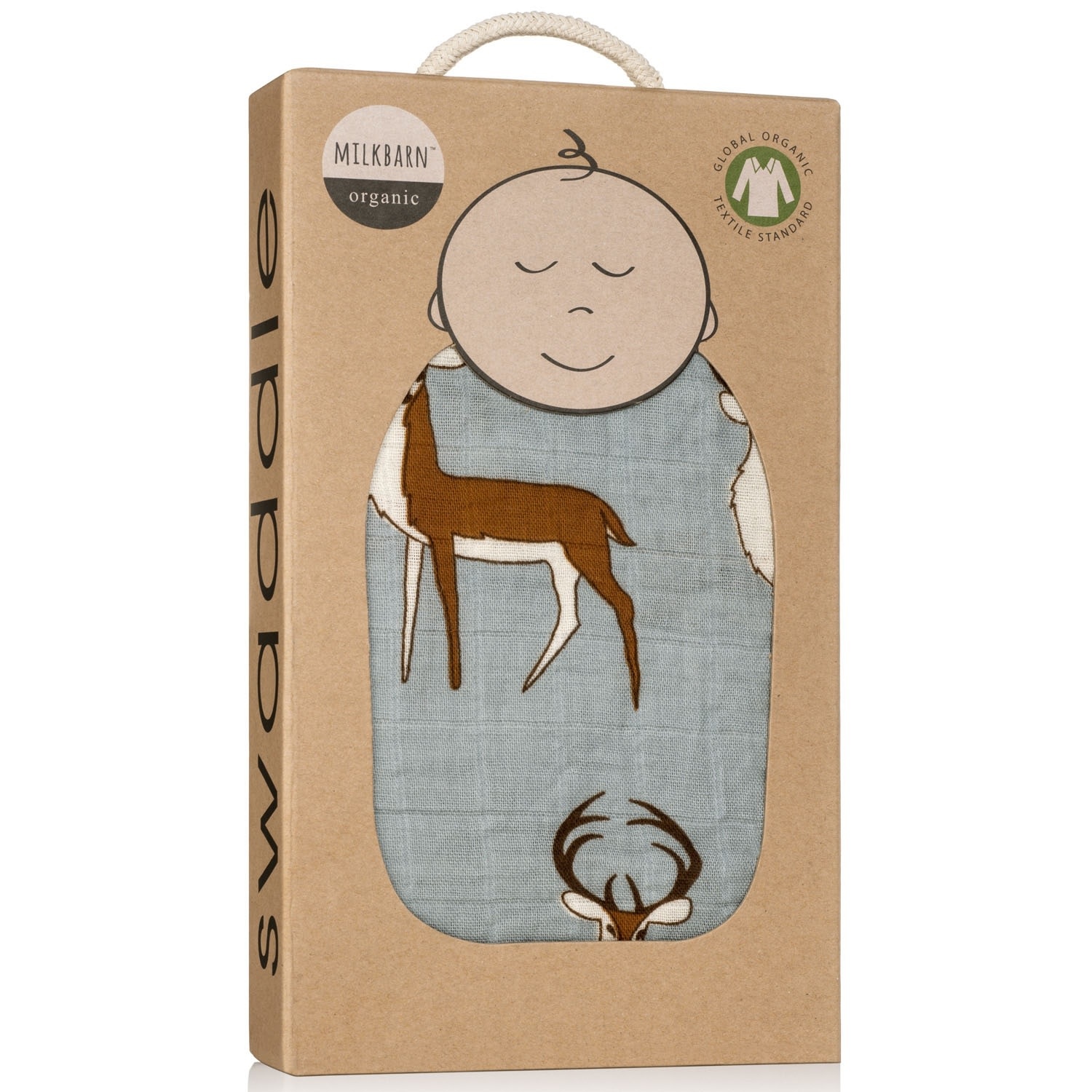 Milkbarn Organic Swaddle Blue Buck Milkbarn Organic Swaddle Blue Buck