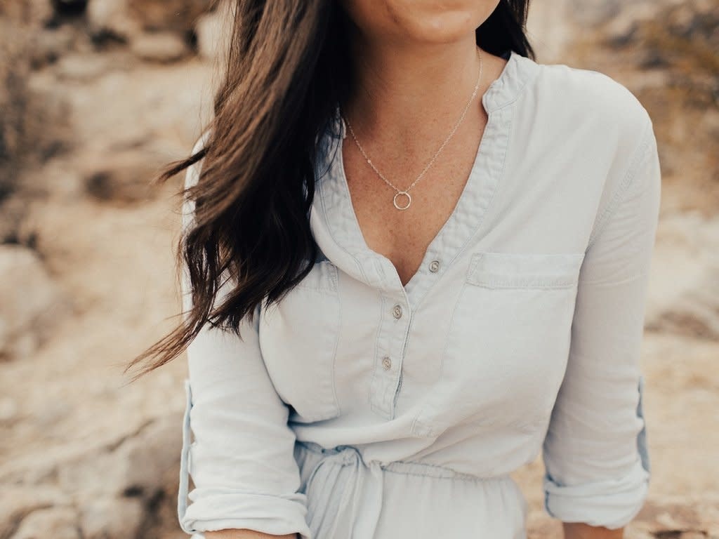 Silver Surrounded Necklace 18"