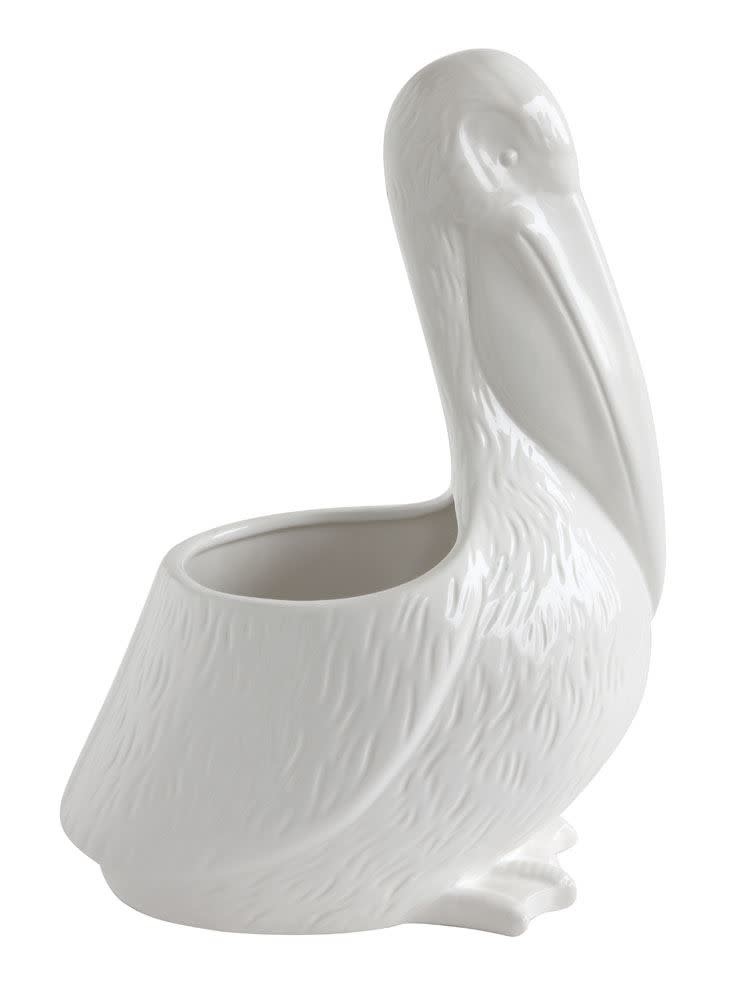 Creative Co-Op White Ceramic Pelican Planter