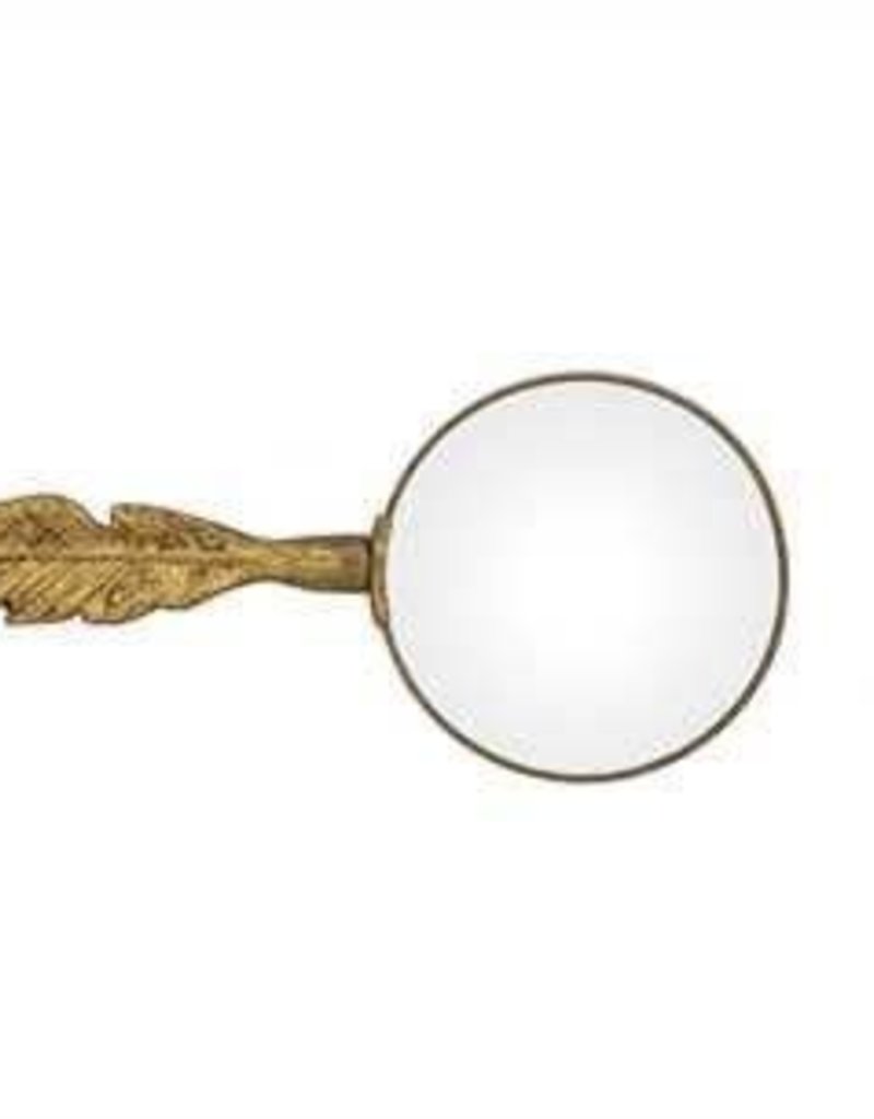 Creative Co-Op Pewter Magnifying Glass w/Feather Handle, Gold