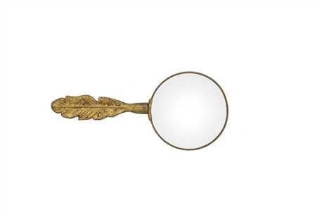 Creative Co-Op Pewter Magnifying Glass w/Feather Handle, Gold