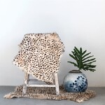 Creative Co-Op Leopard Print Goat Fur Rug