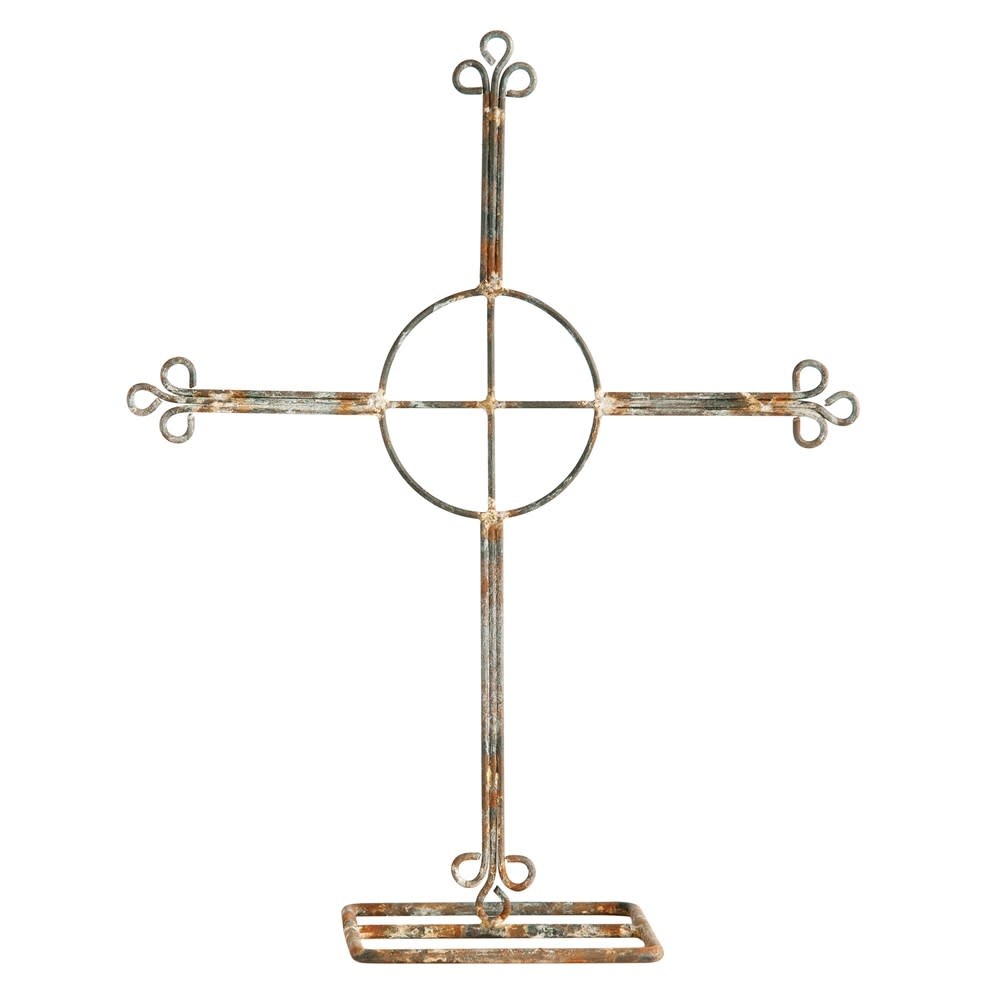 Creative Co-Op Large Distressed Zinc Finish Metal Cross on Stand Creative Co-Op Large Distressed Zinc Finish Metal Cross on Stand