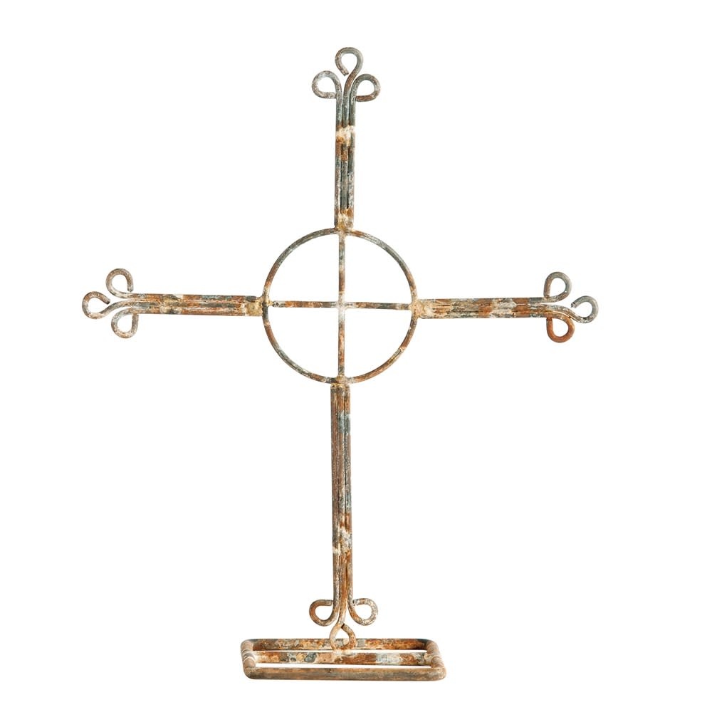 Creative Co-Op Small Distressed Zinc Finish Metal Cross on Stand Creative Co-Op Small Distressed Zinc Finish Metal Cross on Stand