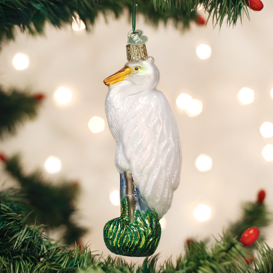 Old World Christmas OWC Great Egret Ornament