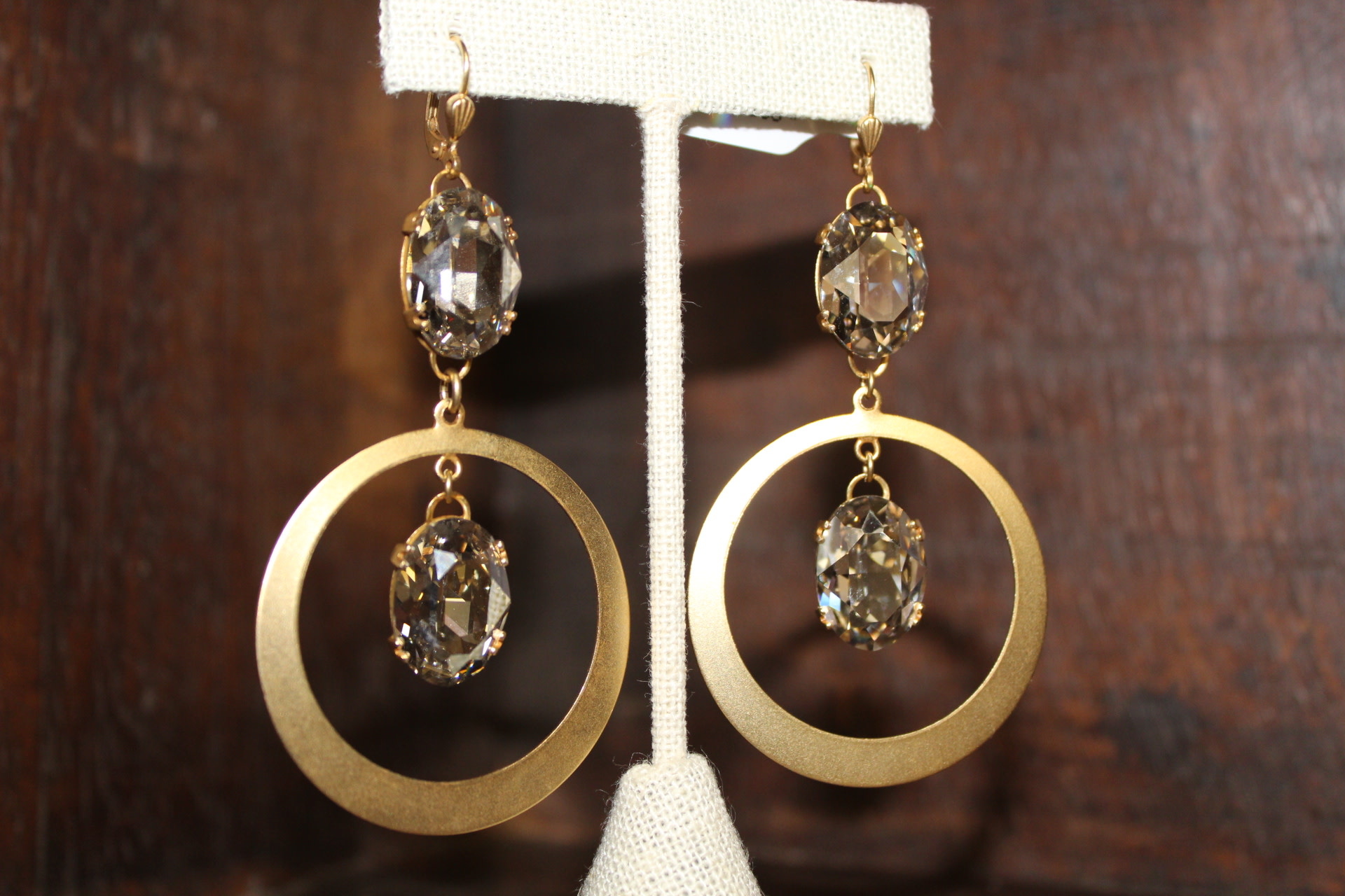 La vie Parisienne Double Crystal /Disc Earrings La vie Parisienne Double Crystal /Disc Earrings