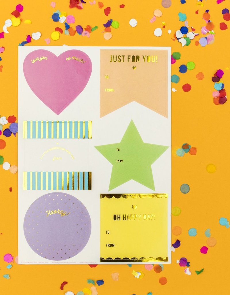 Taylor Elliott Neon Gift Tag Stickers
