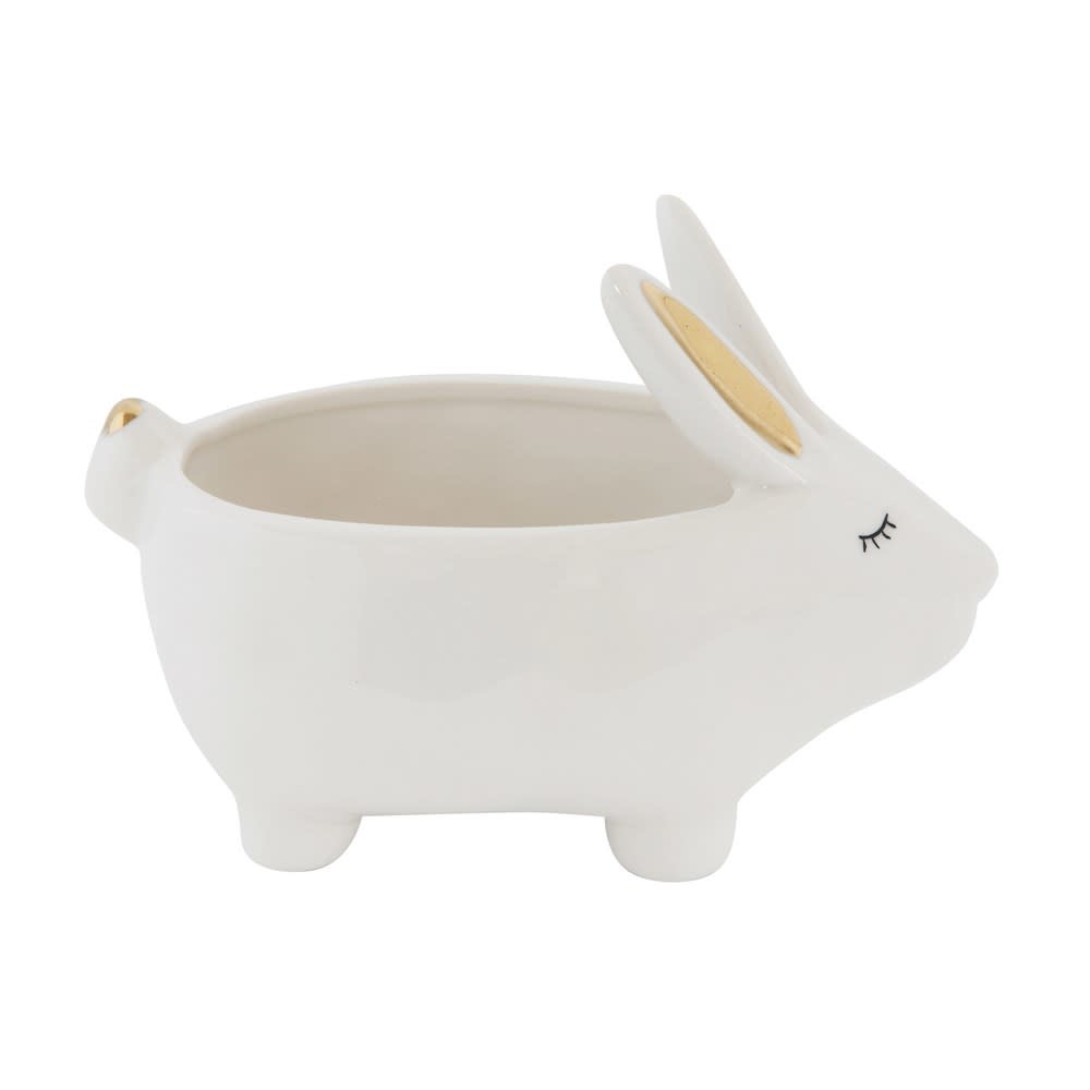 Creative Co-Op 5.5" Stoneware Rabbit Planter with Gold Electroplating Creative Co-Op 5.5" Stoneware Rabbit Planter with Gold Electroplating