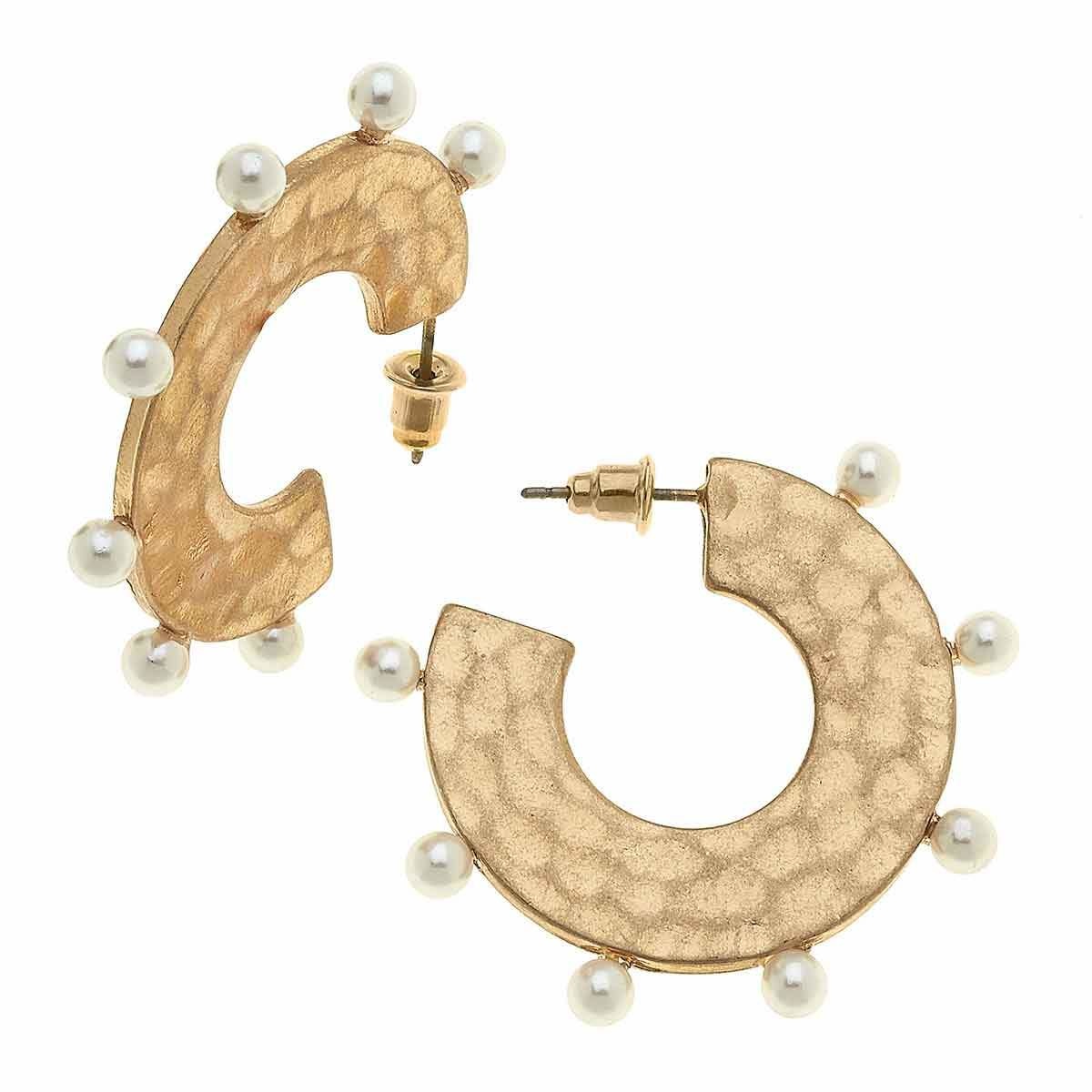 Canvas Fiona Statement Hoops in Ivory Pearl Canvas Fiona Statement Hoops in Ivory Pearl