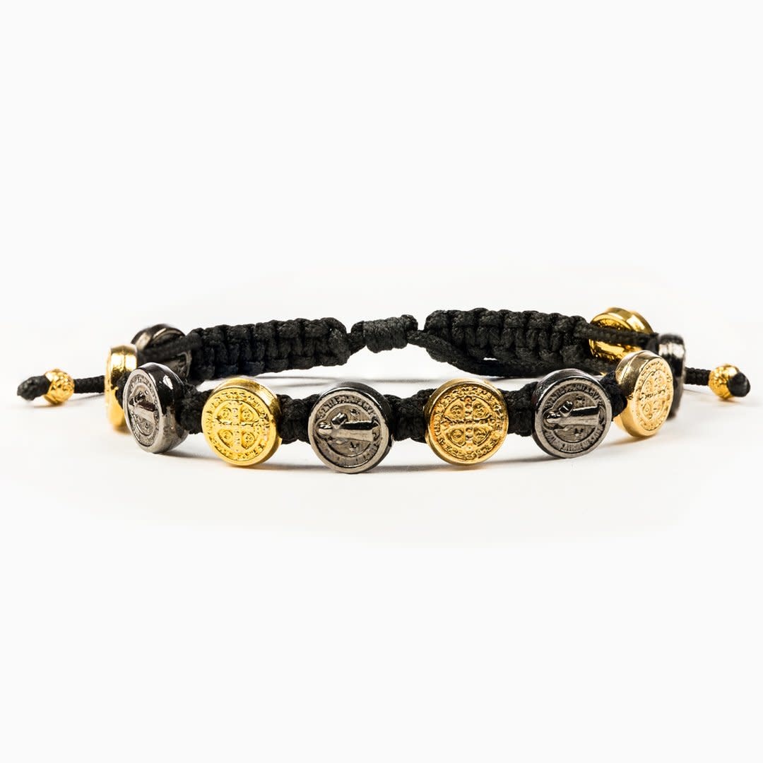 My Saint My Hero Benedictine Blessings Bracelet Jet Black/Gold Medals Black My Saint My Hero Benedictine Blessings Bracelet Jet Black/Gold Medals Black