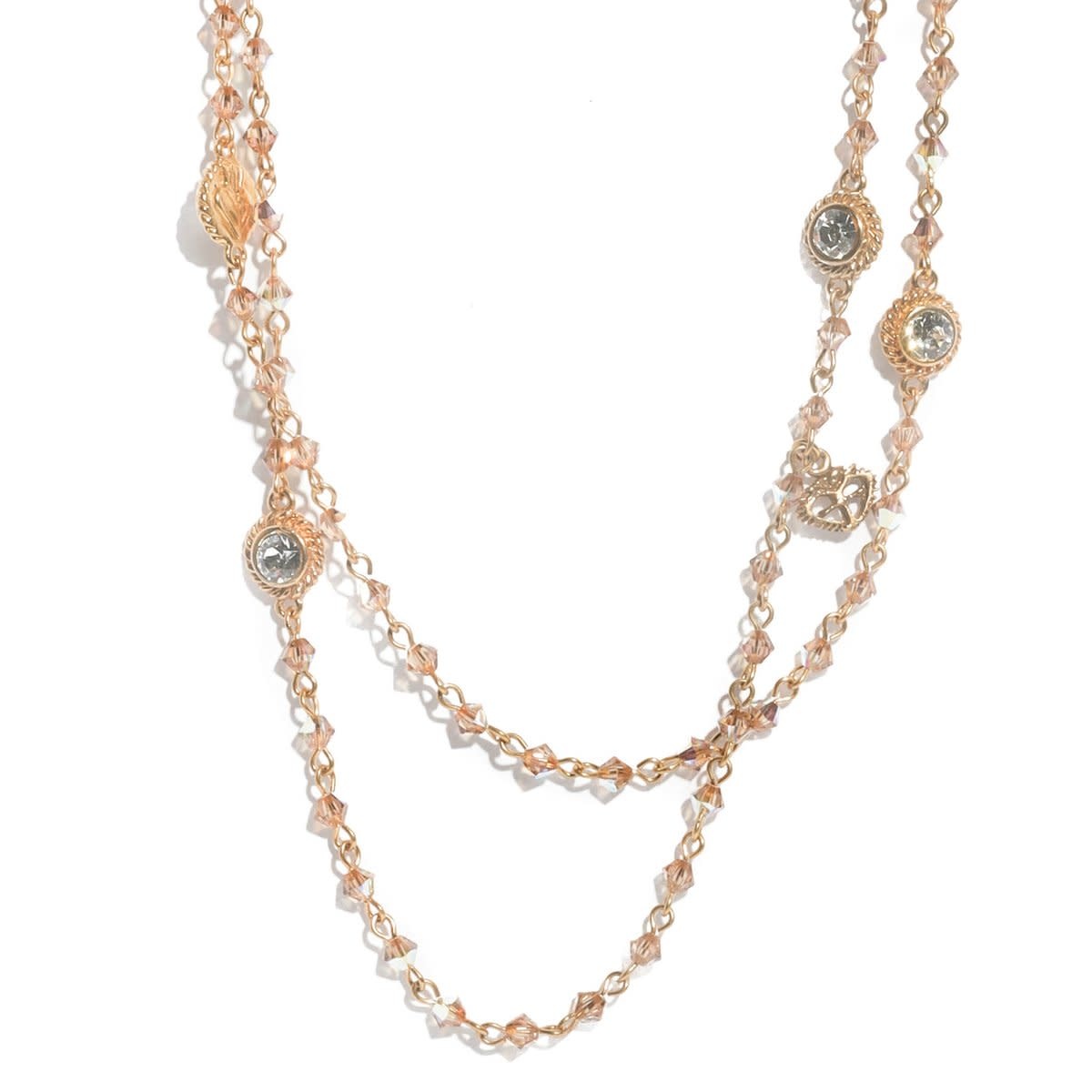VSA Designs Wrap Necklace 4MM Bicone Gold Light Colorado Topaz VSA Designs Wrap Necklace 4MM Bicone Gold Light Colorado Topaz