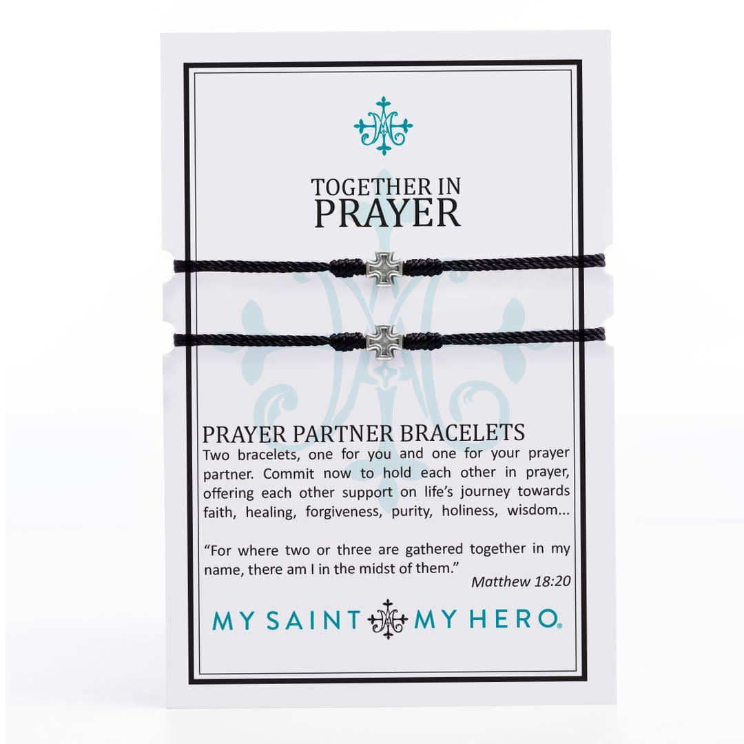 My Saint My Hero Prayer Partner Bracelets- Silver/Black My Saint My Hero Prayer Partner Bracelets- Silver/Black