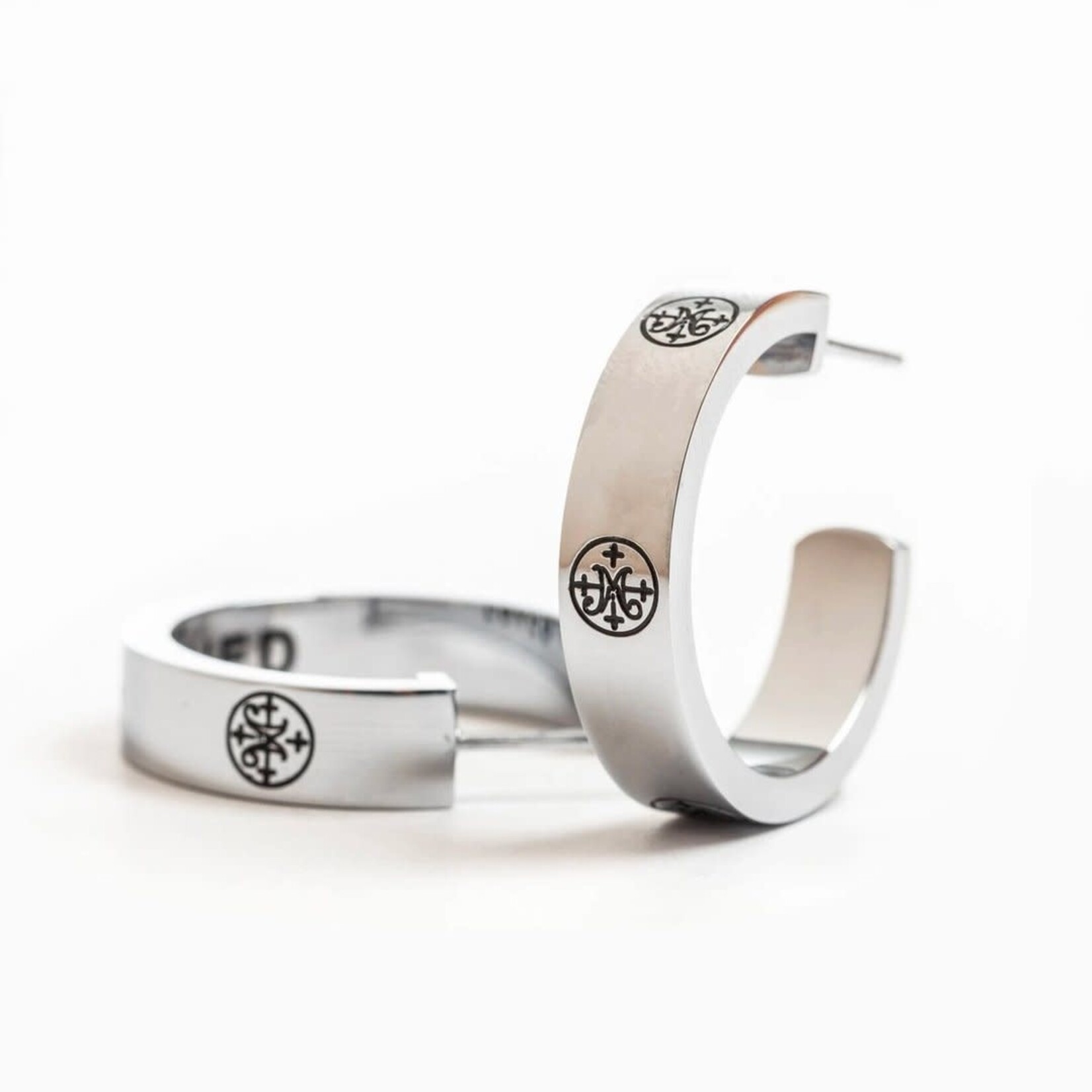 My Saint My Hero The Greatest Love Deuteronomy Hoop Earrings Silver