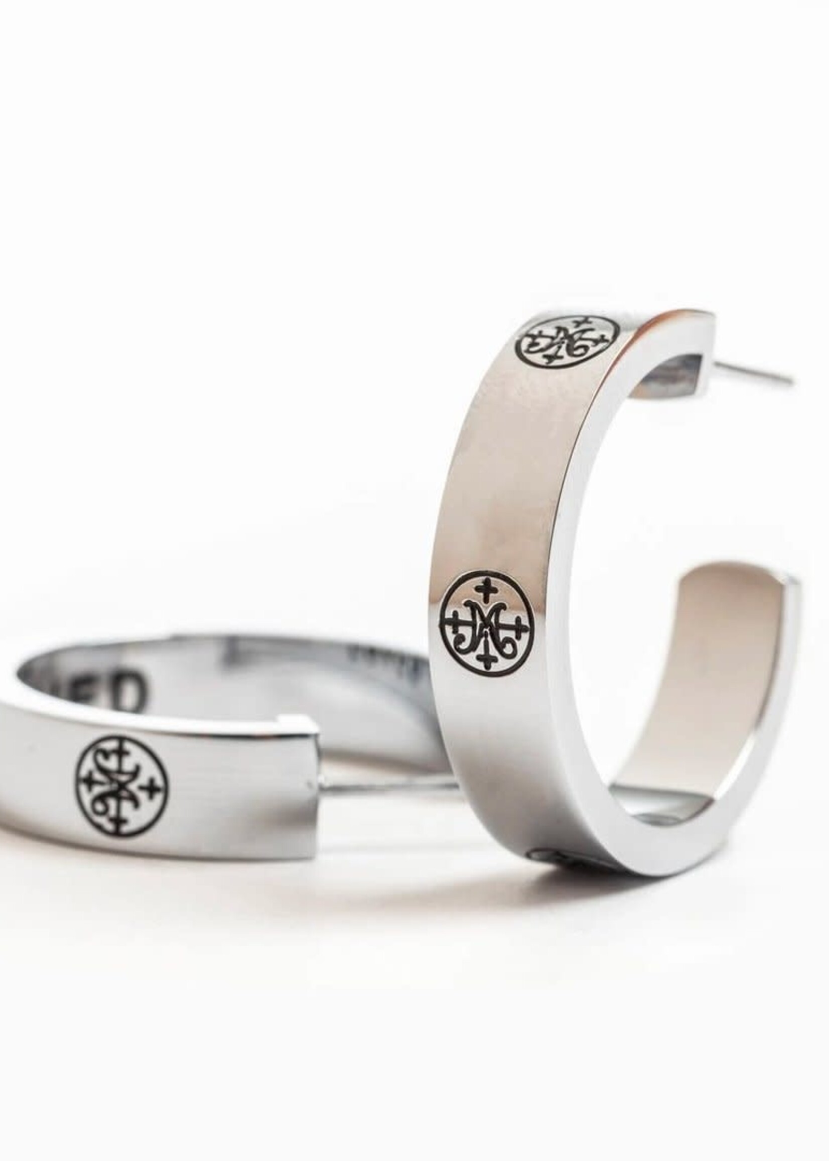 My Saint My Hero The Greatest Love Deuteronomy Hoop Earrings Silver