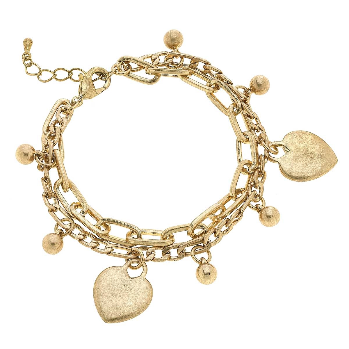 Canvas Serena Heart Layered Chain Link Bracelet Canvas Serena Heart Layered Chain Link Bracelet