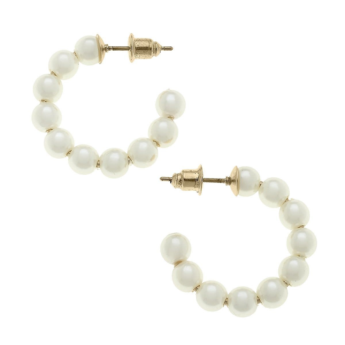 Canvas Demi Hoop Earrings in Ivory Pearl Canvas Demi Hoop Earrings in Ivory Pearl