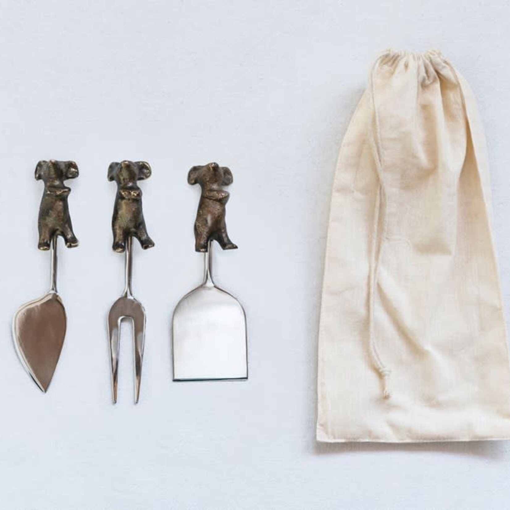 Creative Co-Op Mice Cheese Knives Set of 3 w/ bag