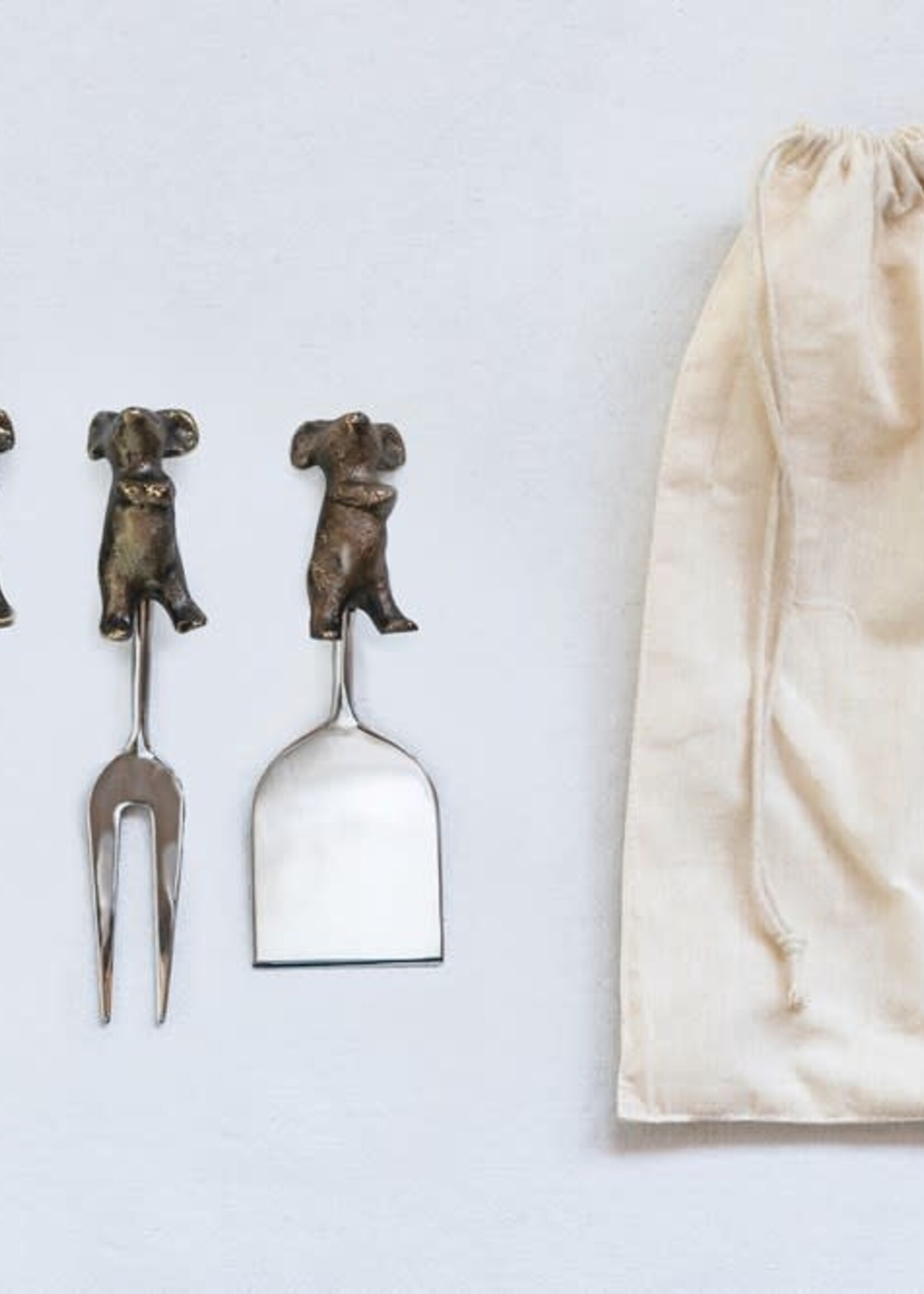 Creative Co-Op Mice Cheese Knives Set of 3 w/ bag