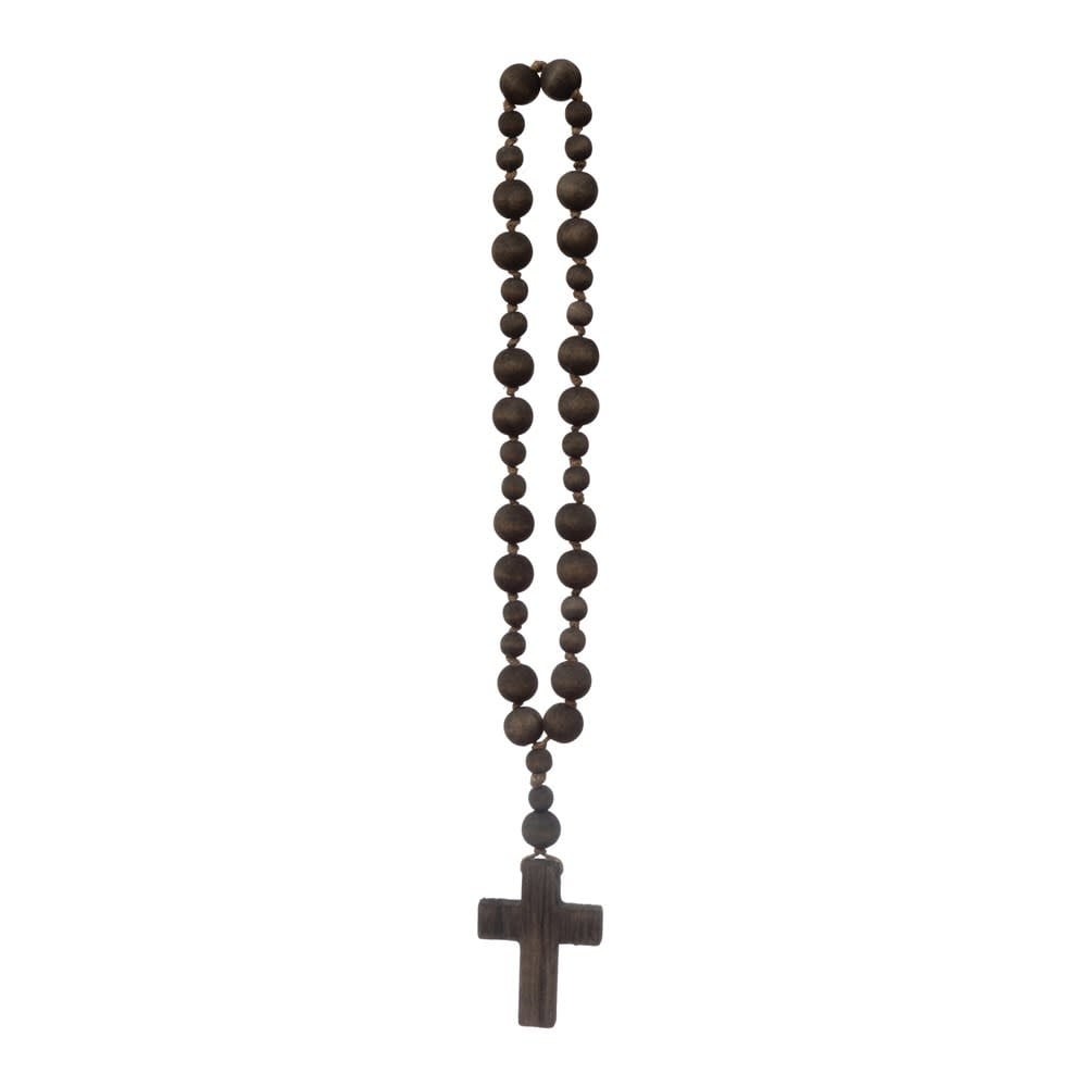 Creative Co-Op Wood Bead Rosary w/ Cross