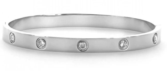 Maya J Jewelry Silver CZ Stone All Around Bangle Maya J Jewelry Silver CZ Stone All Around Bangle