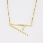 Cool And Interesting Gold Medium Sideways Initial Necklace