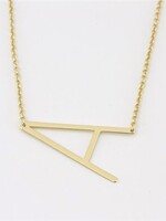 Cool And Interesting Gold Medium Sideways Initial Necklace