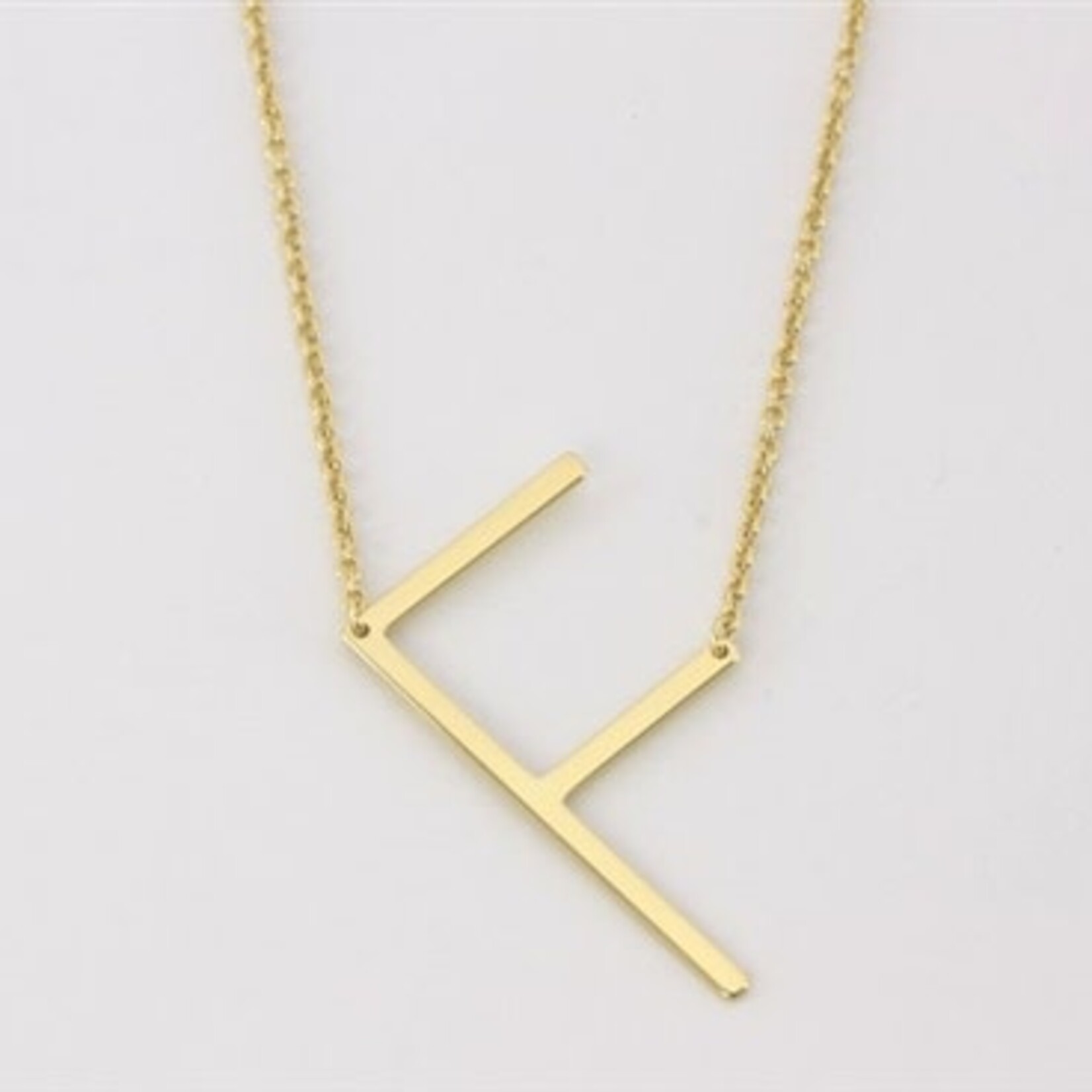 Cool And Interesting Gold Medium Sideways Initial Necklace