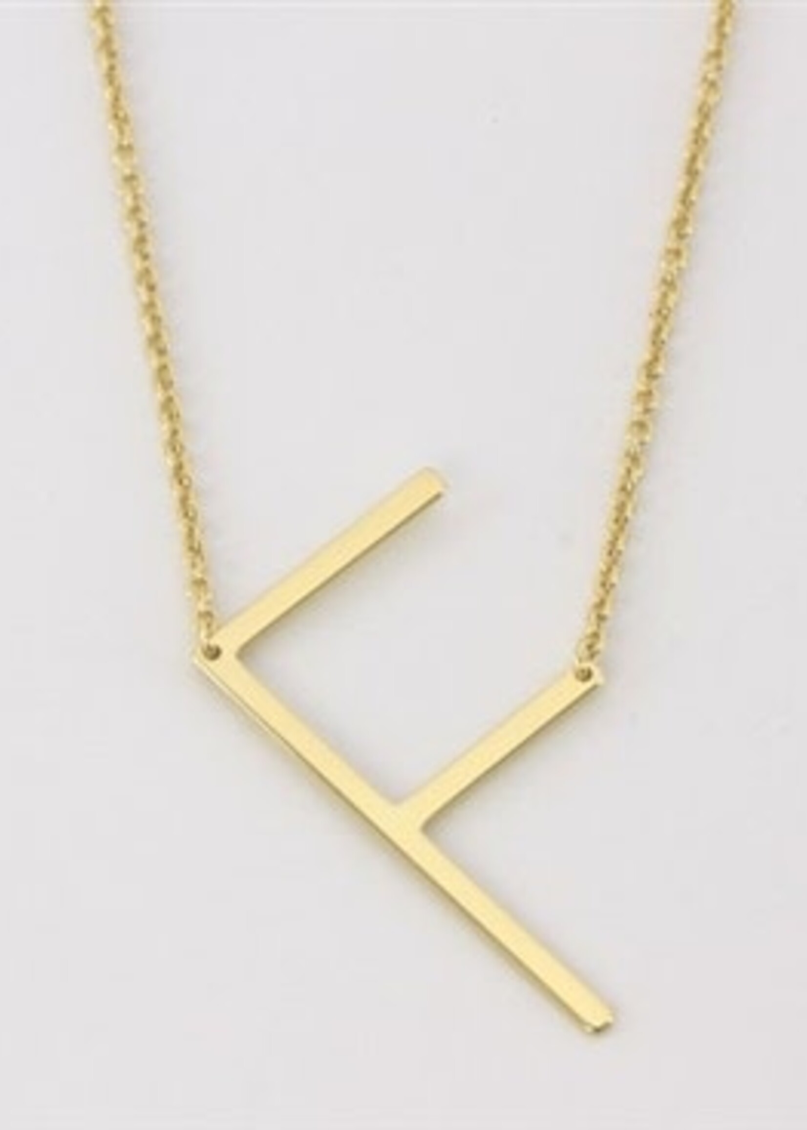 Cool And Interesting Gold Medium Sideways Initial Necklace