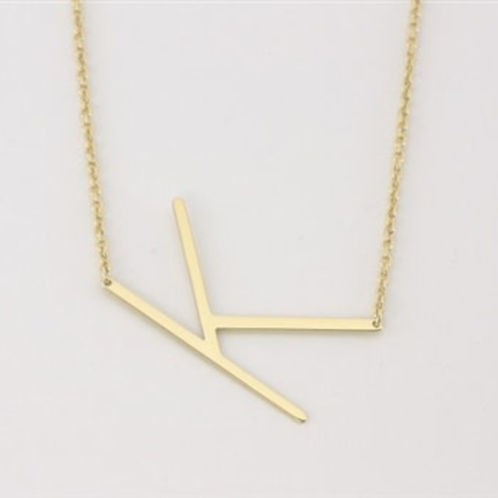 Cool And Interesting Gold Medium Sideways Initial Necklace