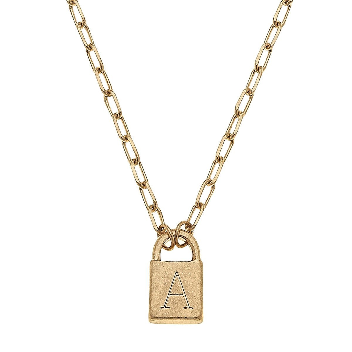Canvas Kinsley Padlock Initial Necklace Canvas Kinsley Padlock Initial Necklace