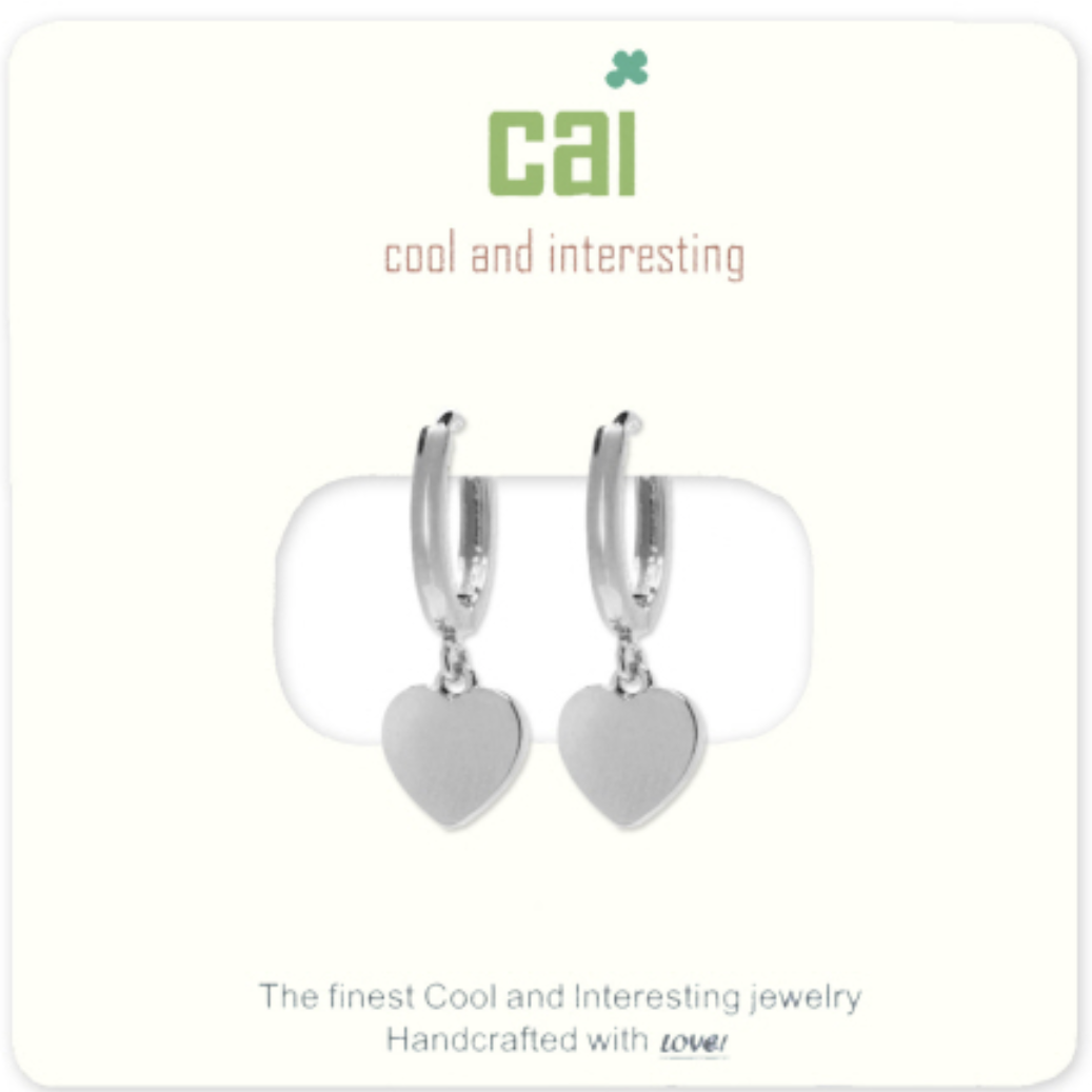 Cool And Interesting Silver Heart Huggie Earrings