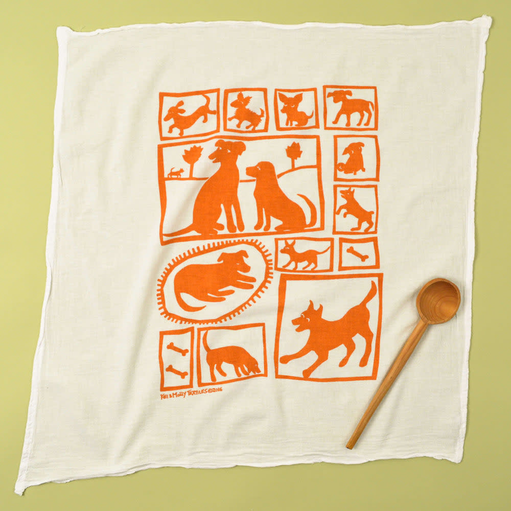 Kei and Molly Dish Towel, Dogs, Orange Kei and Molly Dish Towel, Dogs, Orange