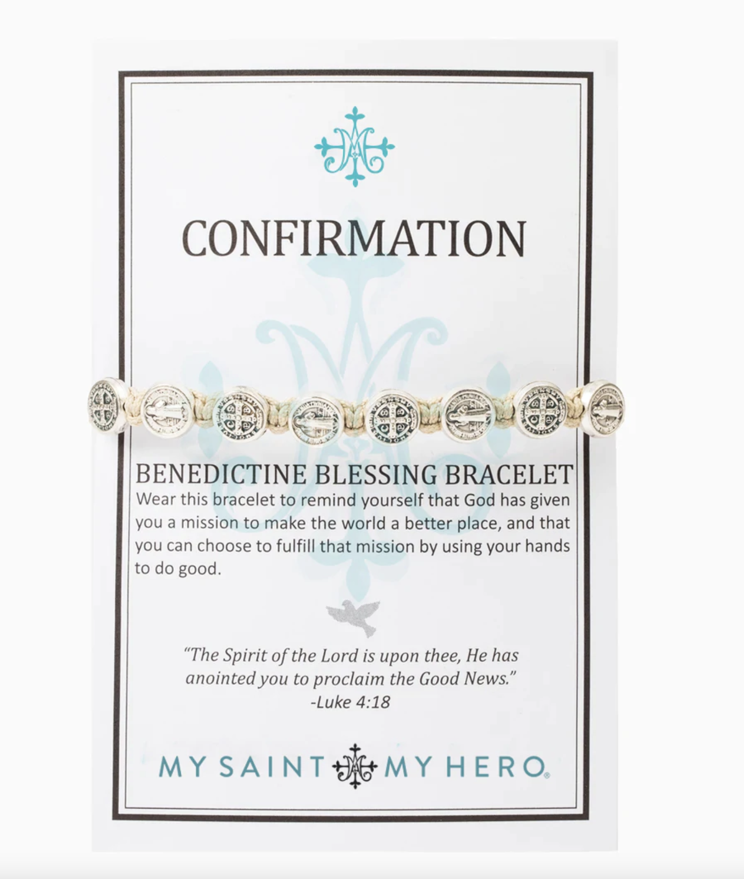 My Saint My Hero Confirmation Blessing Bracelet Tan