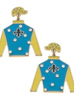 Canvas Quinn Enamel Jockey Earrings in Blue & Yellow