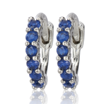 Cool And Interesting Silver Blue Half Round Stone Huggies