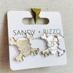 Sandy+Rizzo Silver Skull and Crossbones Studs