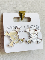 Sandy+Rizzo Silver Skull and Crossbones Studs