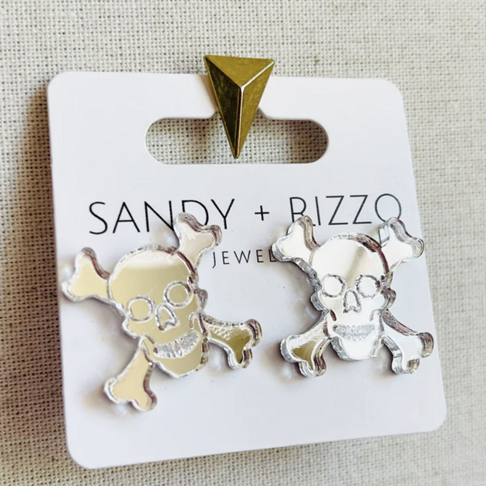 Sandy+Rizzo Silver Skull and Crossbones Studs