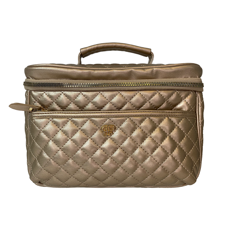 PurseN TRAIN CASE - GOLD QUILTED