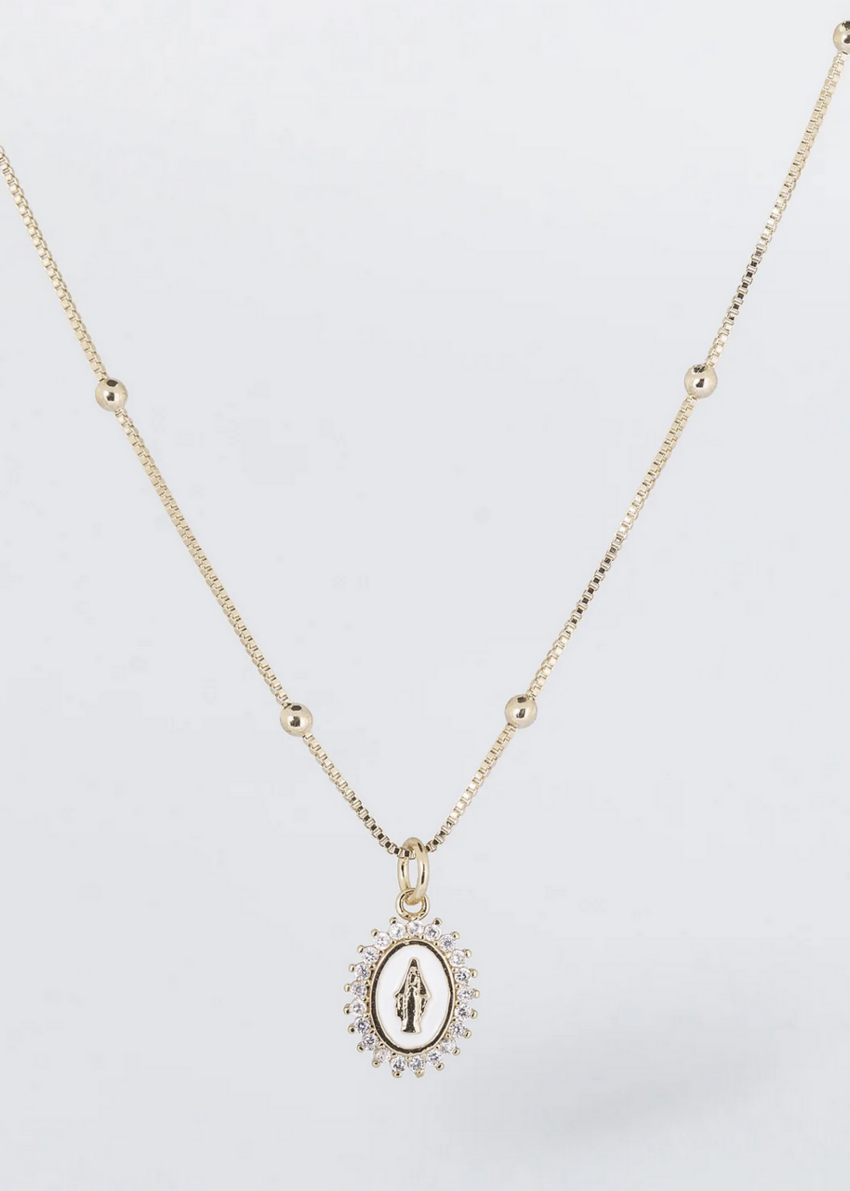 Coastal Grit Our Lady of Lourdes Necklace White