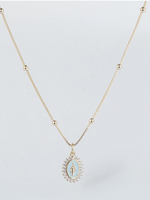 Coastal Grit Our Lady of Lourdes Necklace Aqua