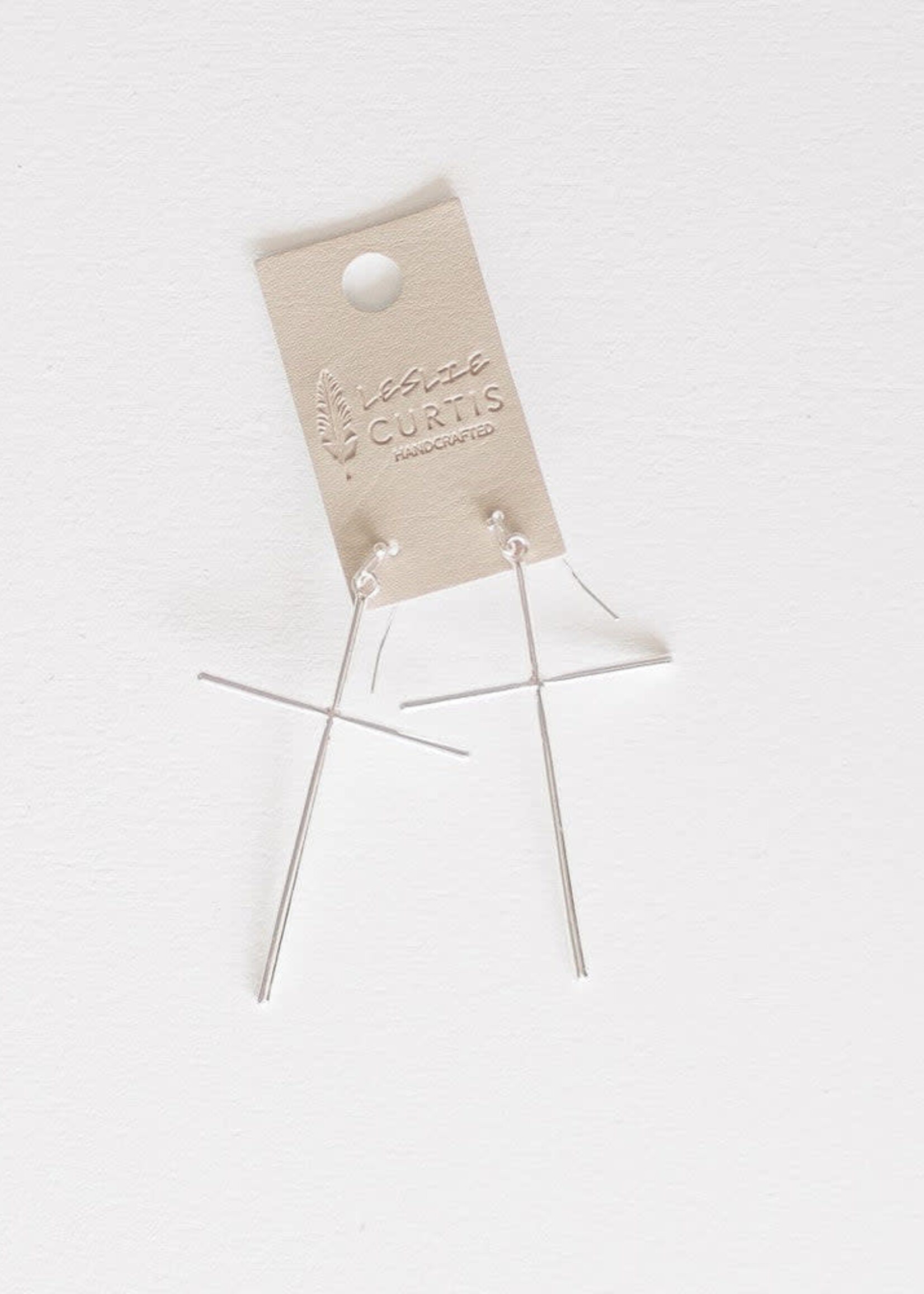 Leslie Curtis Jewelry Mary Long Cross Earrings Silver