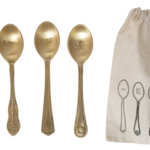 Creative Co-Op Brass Spoons w/ Engraved Saying set of 4